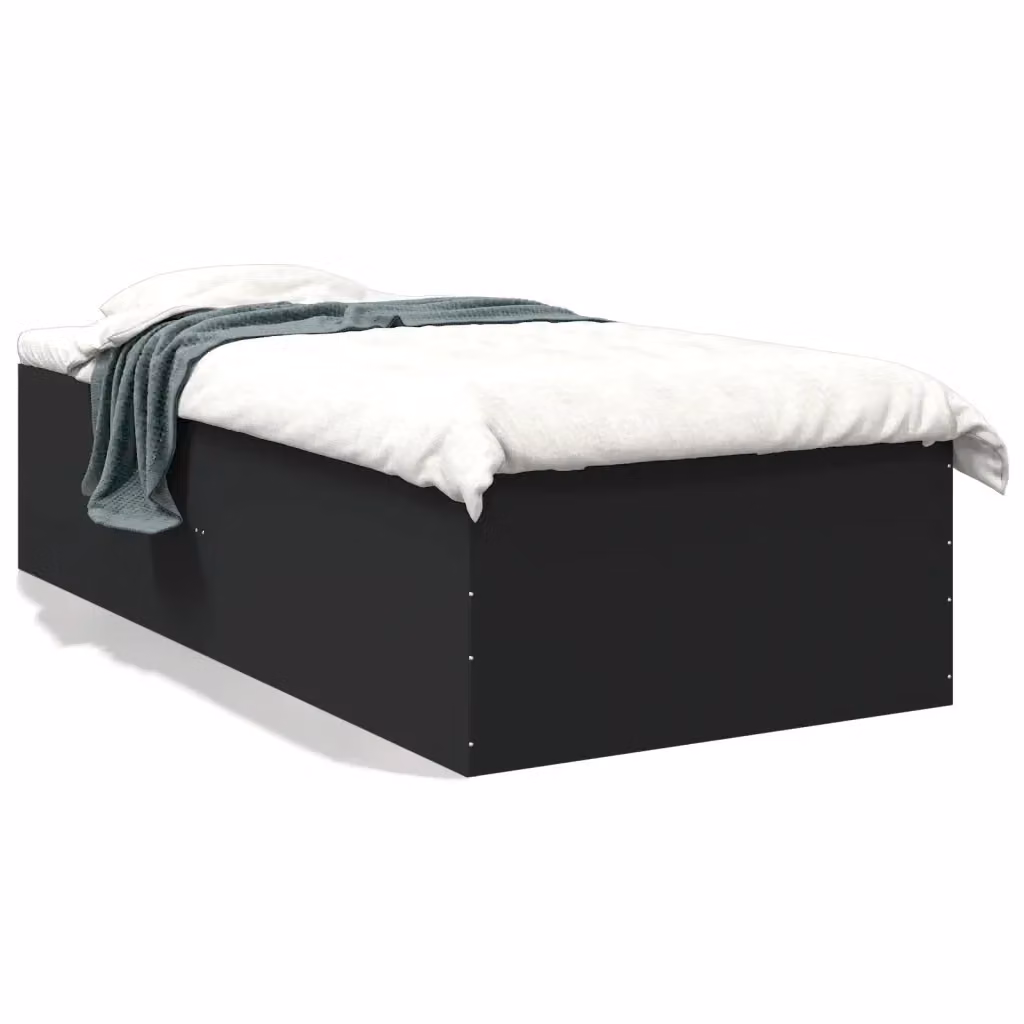 Letto con giroletto nero vidaXL in legno multistrato L: 100 cm, P: 200 cm – 2