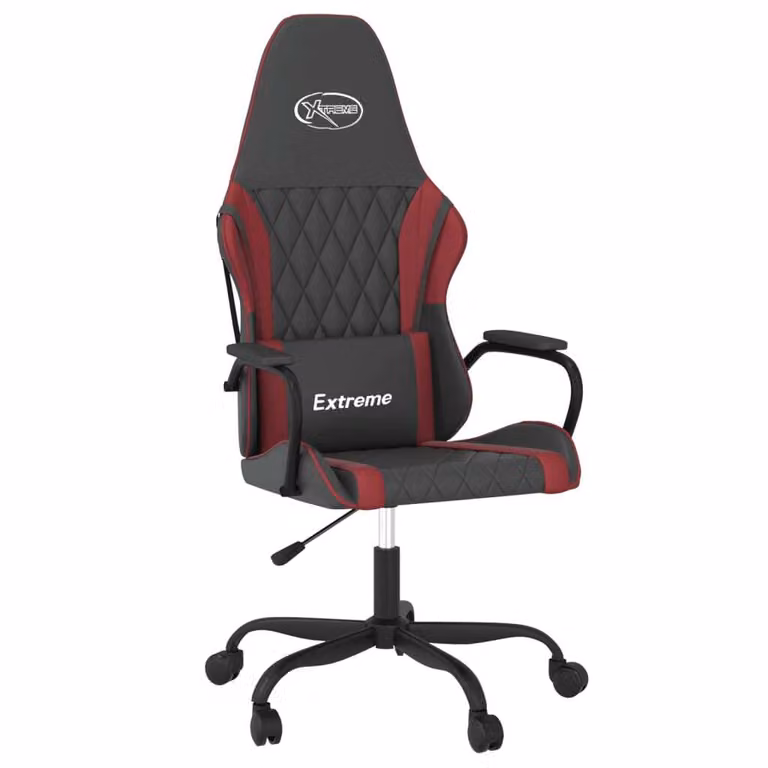 Sedia Gaming Massaggio Nero e Rosso Vino in Pelle finta