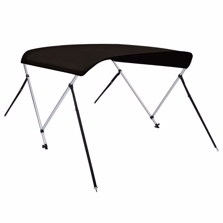 Bimini di Prua con Tendalino 2 Archi Nero 180x130x110 cm