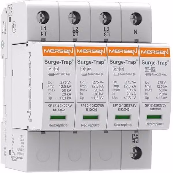 Scaricatore di corrente da fulmine B+C tipo 1+2 4P 12,5kA Protezione contro le sovratensioni STPT12-12K275V-4P 1592