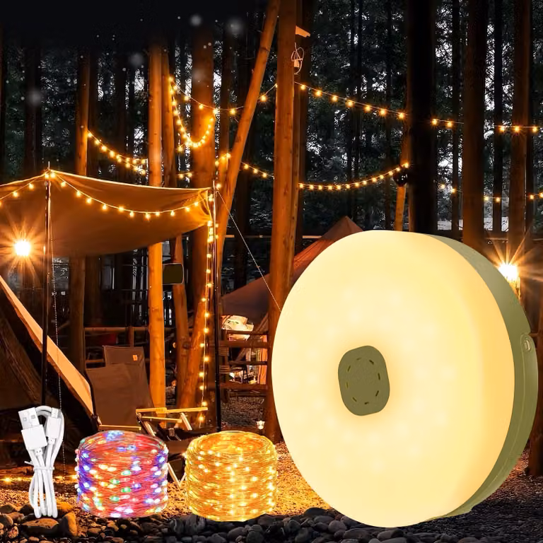 Catena luminosa da campeggio, 10 metri, impermeabile, con 8 modalità di illuminazione, ideale per giardino e uso esterno