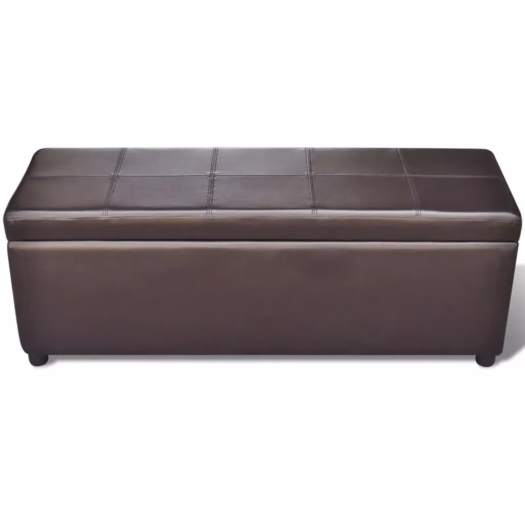 Cassapanca lunga vidaXL in legno marrone con rivestimento in ecopelle – 2