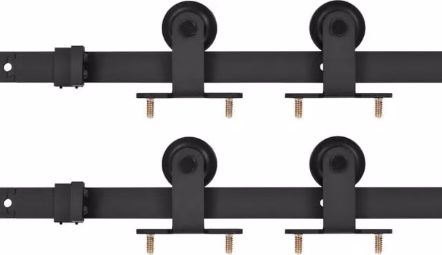 Kit di 2 Binari per Porte Scorrevoli in Acciaio Inox Nero Opaco CFW2400014 Lunghezza: 183 cm