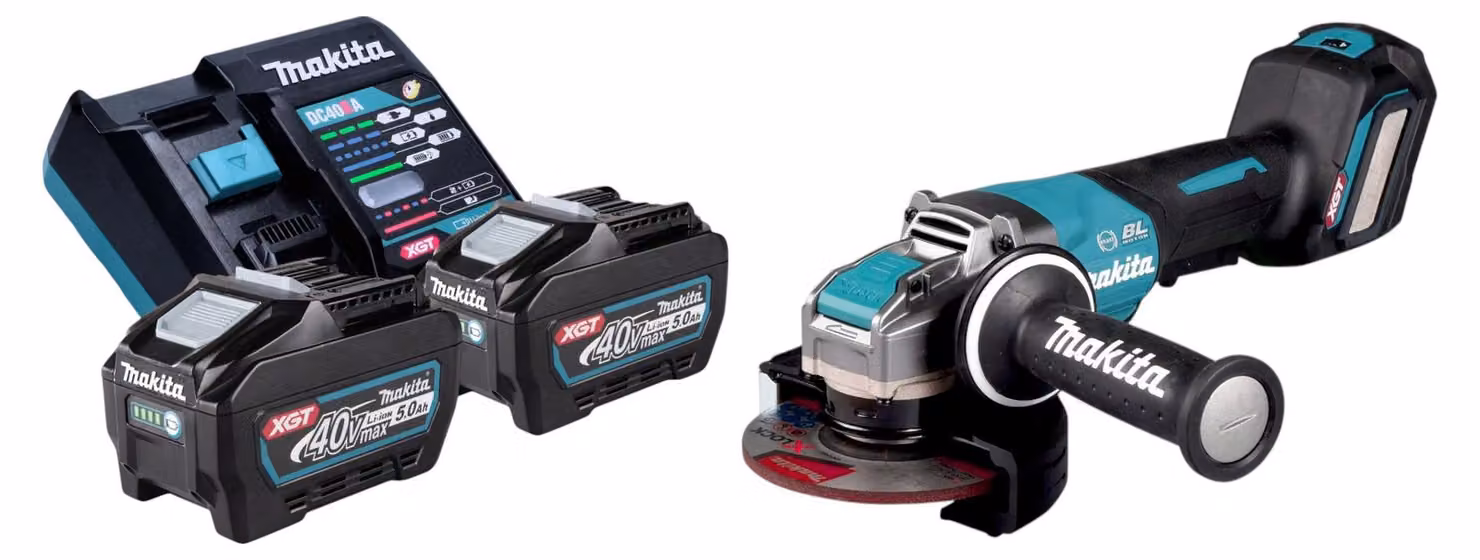 Makita GA 044 GT201 Smerigliatrice angolare a batteria 40 V max. 125 mm X-LOCK Brushless + 2x batteria ricaricabile 5,0 Ah + caricabatterie