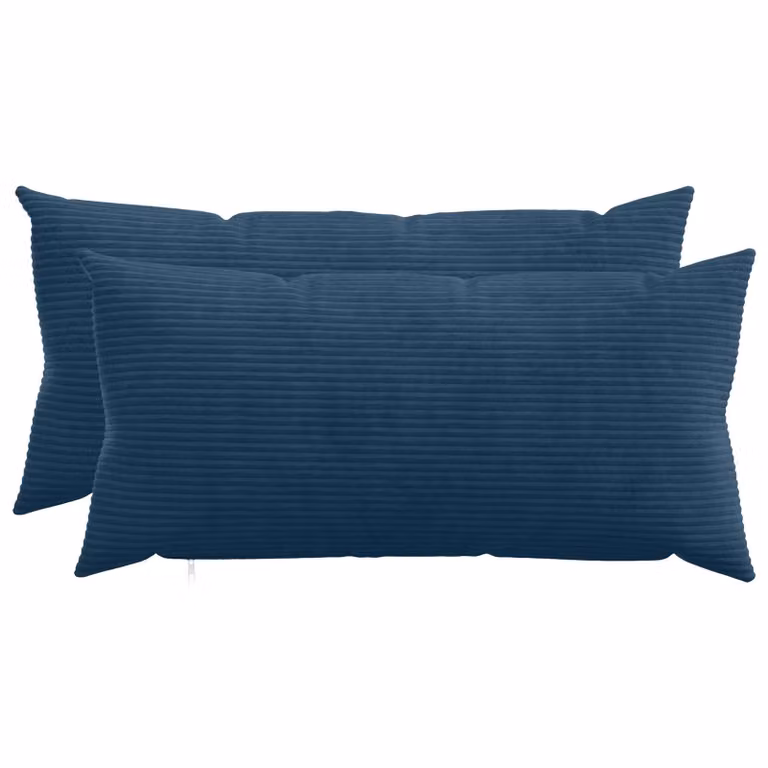 Set di 2 federe vidaXL HEERLEN in velluto a coste blu navy, L 40 cm x P 80 cm