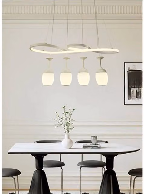 Lampadario a LED Curve Trade Shop Bianco Moderno con 4 Punti Luce da 68W