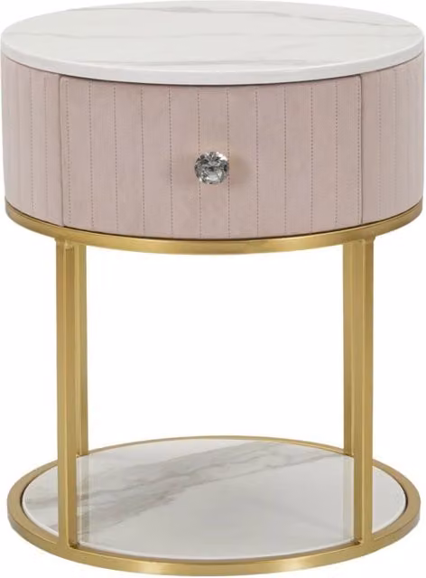 Comodino Montpellier Rosa Ø 42x48 cm in Ferro Legno