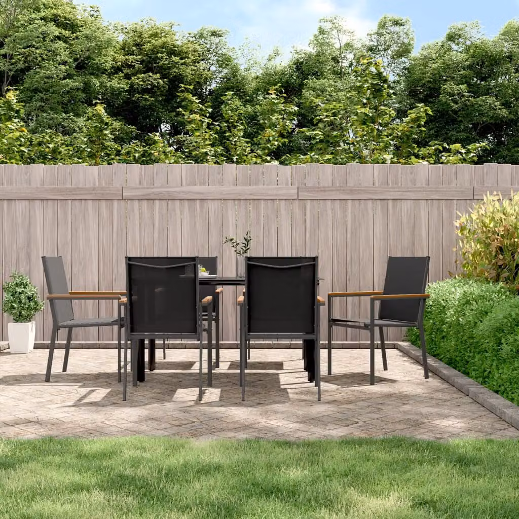 Maison Exclusive - Set da pranzo da giardino a 7 pezzi in Textilene nero e acciaio