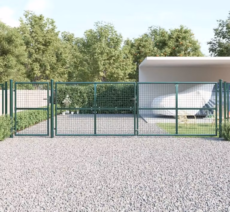 Maison Exclusive - Cancello da giardino a maglie, verde, 500x125 cm, acciaio zincato