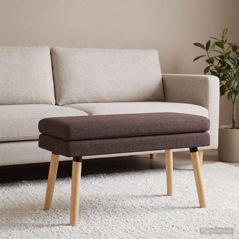 Panchina moderna vidaXL in legno e tessuto marrone scuro L/P/H: 80 x 40 x 47 cm