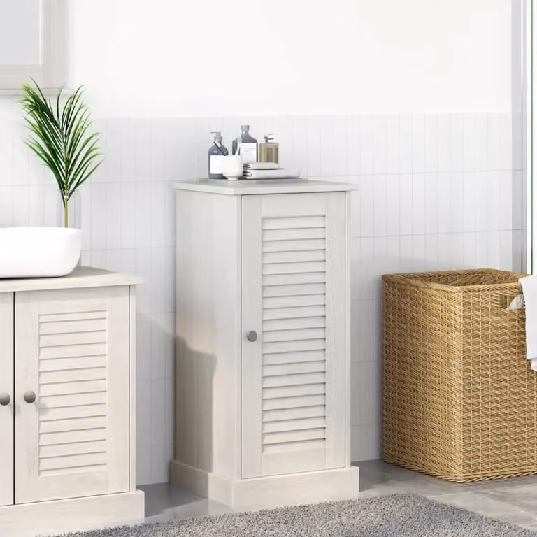 Mobile da bagno vidaXL VIGO in legno di mango e pino, Bianco e Bianco Antico, L/P/H: 37,5 x 34 x 80 cm