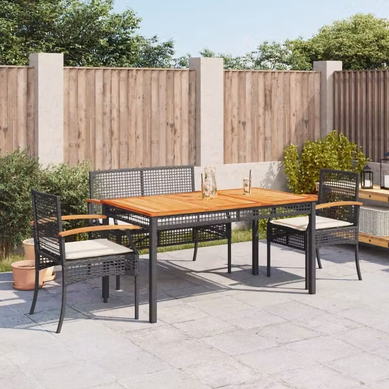 Maison Exclusive - Set da Pranzo da Giardino 4 pz con Cuscini Nero in Polyrattan