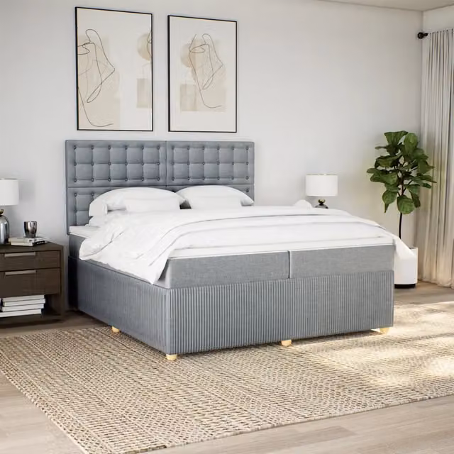 Letto Ibrido con Base a Sollevamento e Materasso a Molle Insacchettate vidaXL, Grigio e Bianco, L/P: 200 x 200 cm