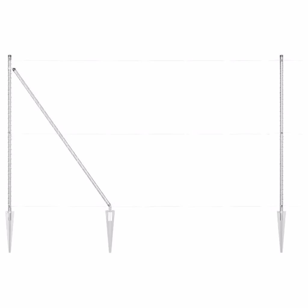Set di 52 pali per recinzione vidaXL in acciaio zincato con picchetto da terra, colore argento, L/P/H: 3,2 x 3,2 x 215 cm – 2