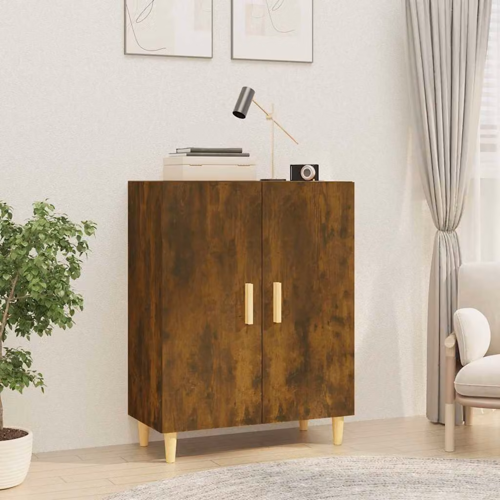 Credenza vidaXL in Rovere Fumo e Legno Multistrato, L 70 cm x P 34 cm x H 90 cm