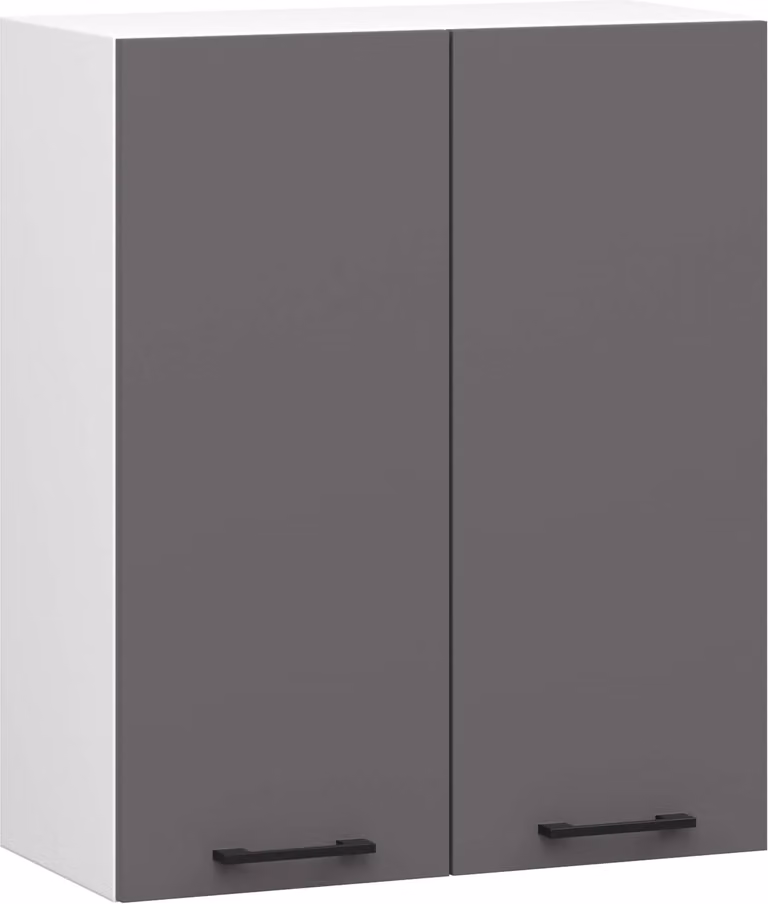 Armadio da cucina sospeso raumhirsch modello OLIWIA, 60 cm di larghezza, mobiletto a parete con 2 ante, bianco opaco, nero, altezza 72 cm