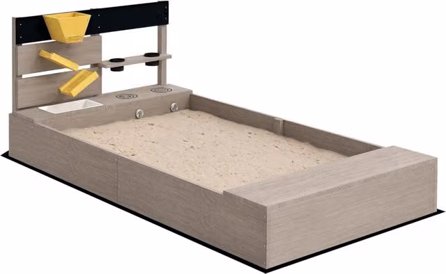 Sabbiera con stazione d'acqua e fioriere Xylo in legno massello trattato grigio L/P/H: 154 x 80 x 60 cm