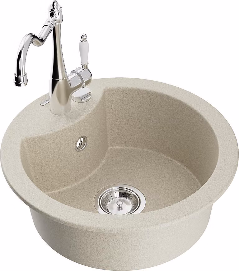 Mexen Diego lavello in granito a 1 vasca con miscelatore cucina Carla, beige - 6512-69-670700-00