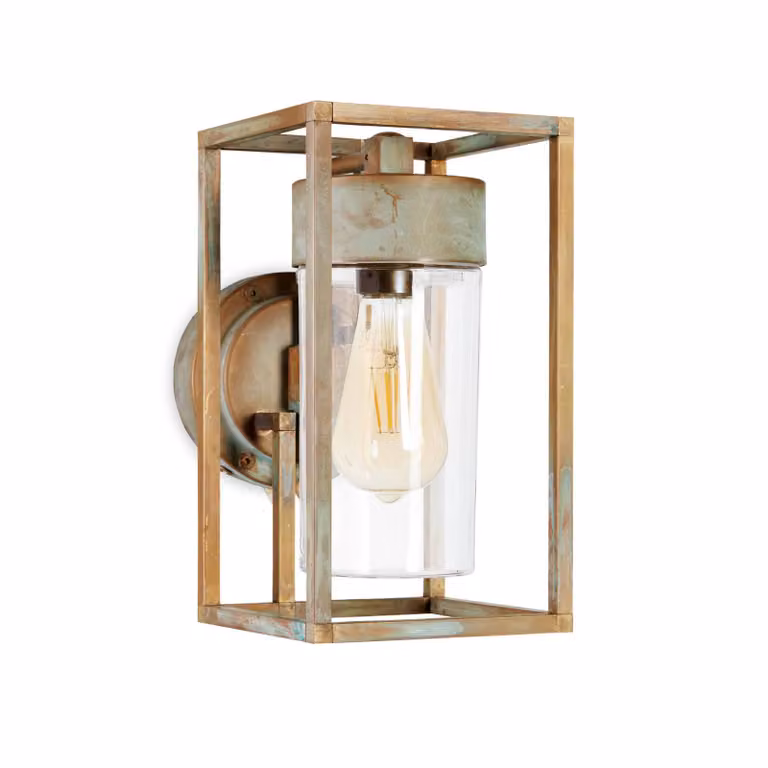 Moretti Luce Applique esterni Cubic 3372 ottone anticato/trasp Cubic, dimmerabile, Bronzo / Ottone antico, Ottone, Vintage