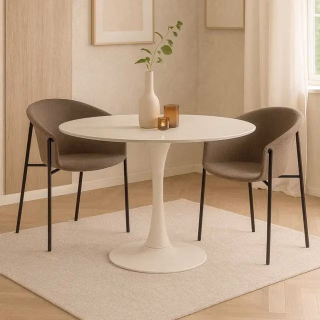 Set di 2 sedie da pranzo imbottite in tessuto tortora Electra con struttura in metallo facili da pulire | Duzzle
