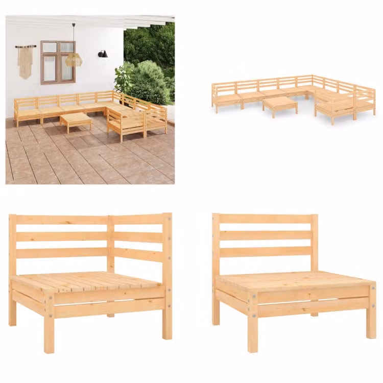 vidaXL 10 pezzi set salotto da giardino pino massiccio - Set di mobili da giardino - Set di mobili da giardino - Set di mobili da giardino - Set di mobili da giardino