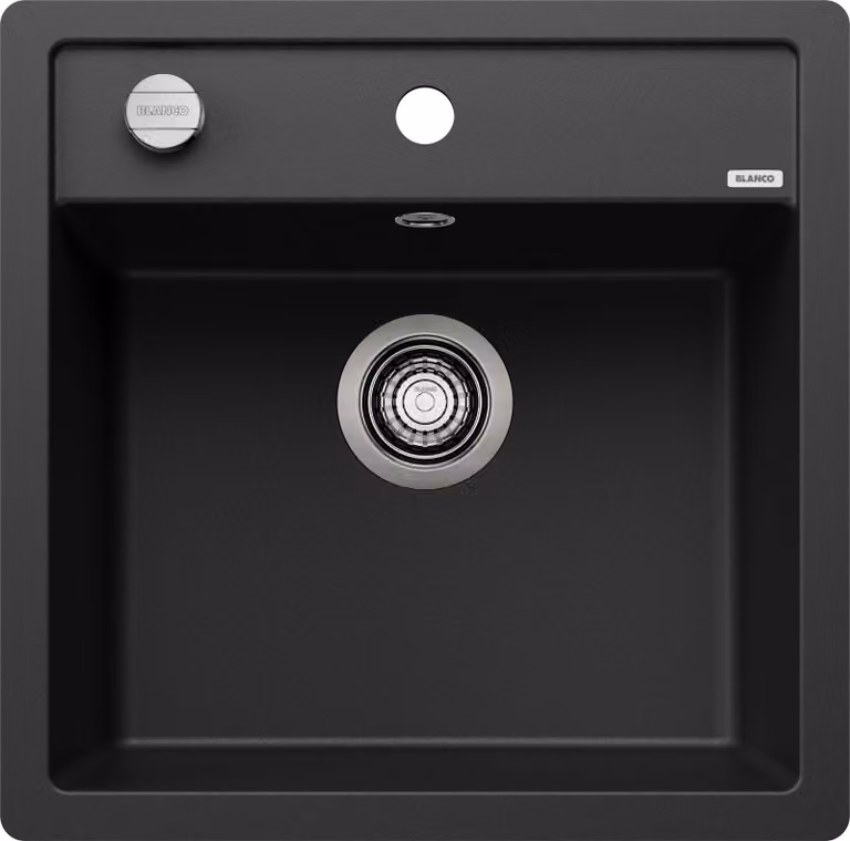 Blanco Dalago 5 - Lavello in silgranito, 505x500 mm, con comando di scarico, nero 525872