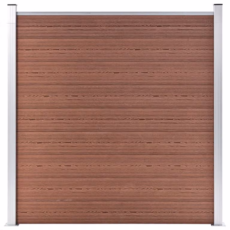 vidaXL Set di recinzione in WPC 8 piazze + 1 pendenza 1484x186 cm Marrone