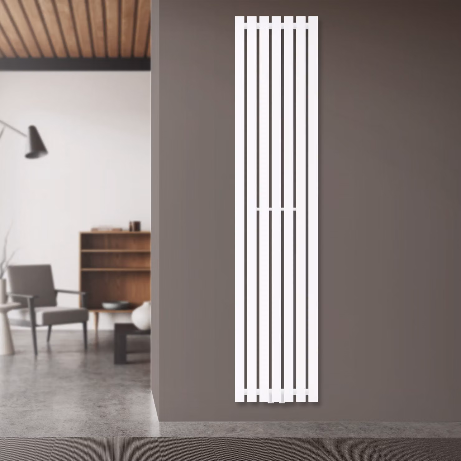 Radiatore a pannello LuxeBath, monostrato, 370x1800 mm, bianco, con attacco centrale, senza elemento riscaldante