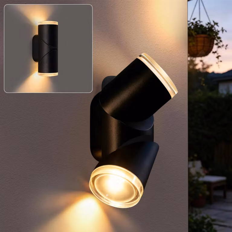 ZMH Lampada da parete esterna a LED, 10W, lampada da parete esterna, grado di protezione IP65, luce direzionale verso l'alto e verso il basso, 8cm, 3000K. Illuminazione esterna per casa, giardino, soggiorno, balcone, corridoio