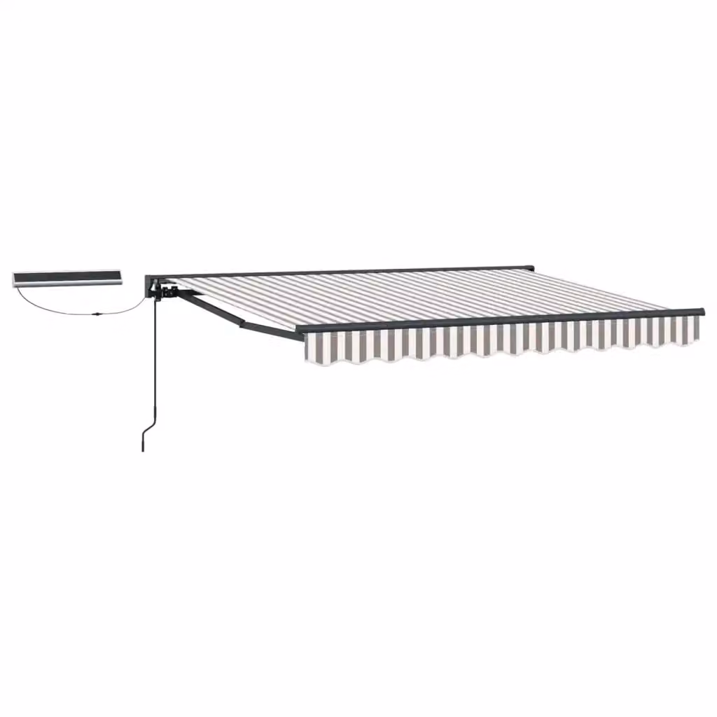 Tettuccio elettrico retrattile vidaXL in alluminio e poliestere, Grigio chiaro e bianco, L: 5 m x P: 3,5 m – 2