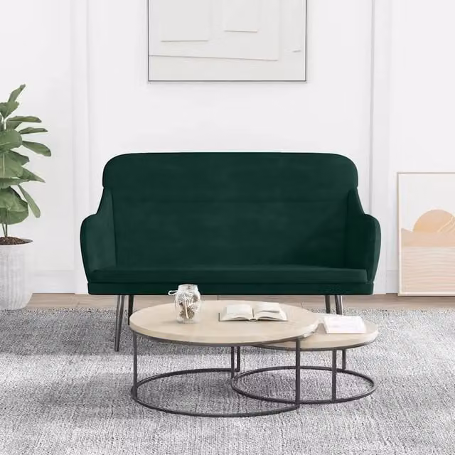 Panca moderna in velluto verde vidaXL L: 110 cm, P: 76 cm, H: 80 cm – 1