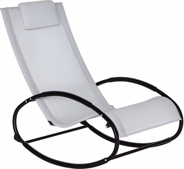 Sedia Sdraio a Dondolo da Giardino Outsunny con Cuscino Ergonomico e Tessuto Traspirante, Grigia