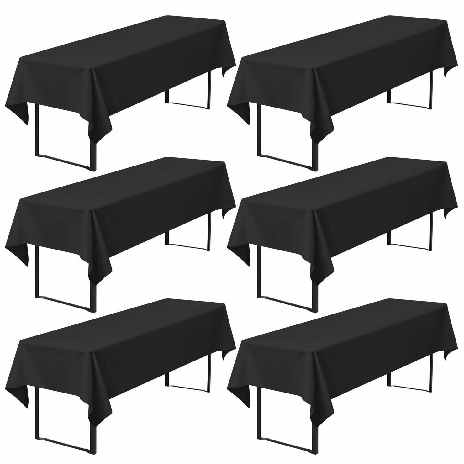 Tovaglioli per tavoli da birra, confezione da 6, colore nero, dimensioni 260 x 110 cm, in poliestere, adatti per tavoli da birra