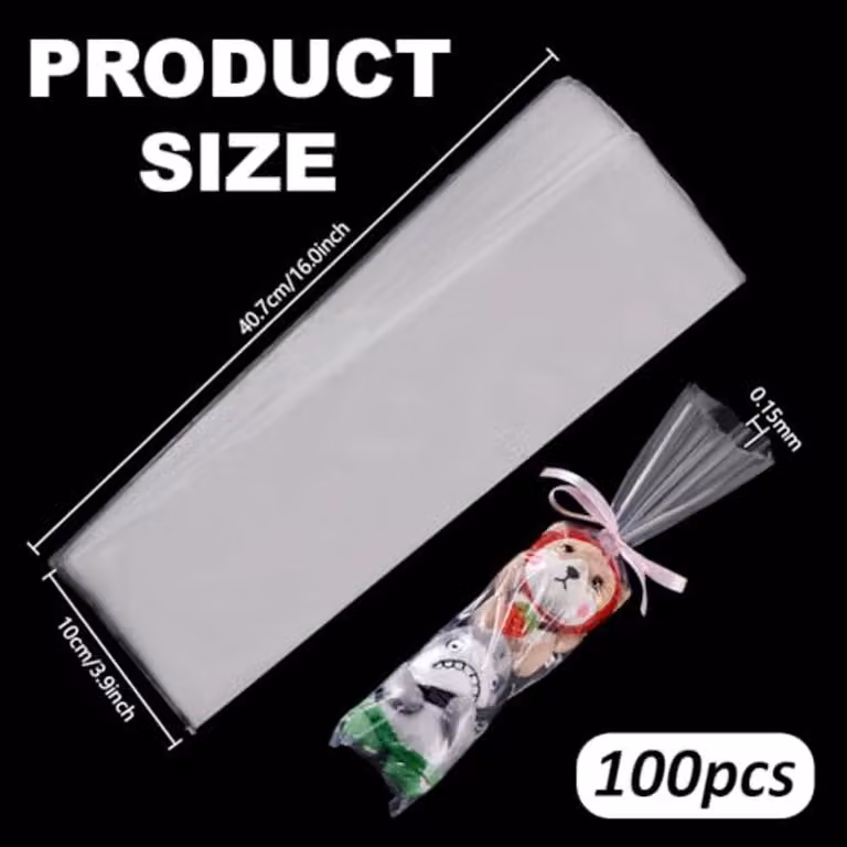 100 sacchetti di plastica trasparente, dimensioni 4" x 16", aperti, ideali per proteggere poster durante il trasporto e lo stoccaggio. Offrono una protezione impermeabile