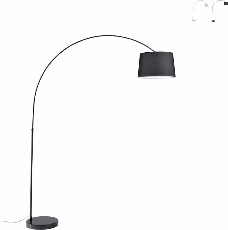 Lampada da terra curva DREAM in metallo nero con base in marmo