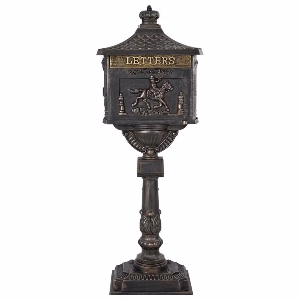 Cassetta postale verticale in alluminio vidaXL colore bronzo L 42,5 cm x P 29,5 cm x H 117 cm – 2