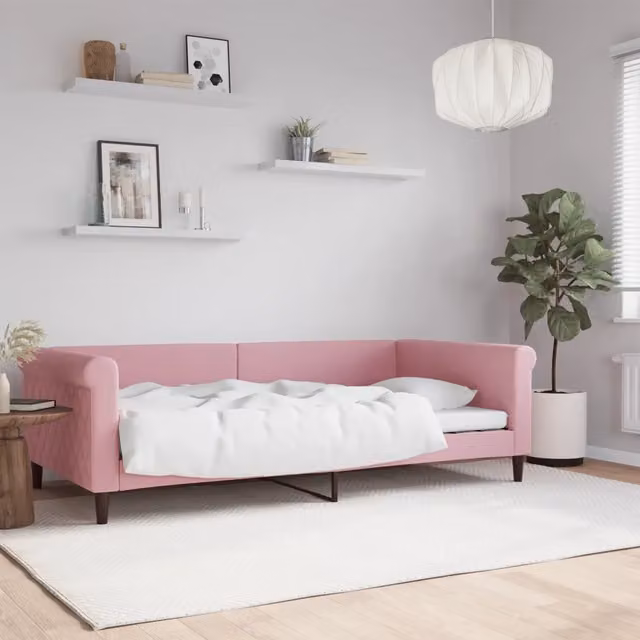 Letto da giorno moderno vidaXL in velluto rosa L/P/H: 229 x 110 x 68 cm