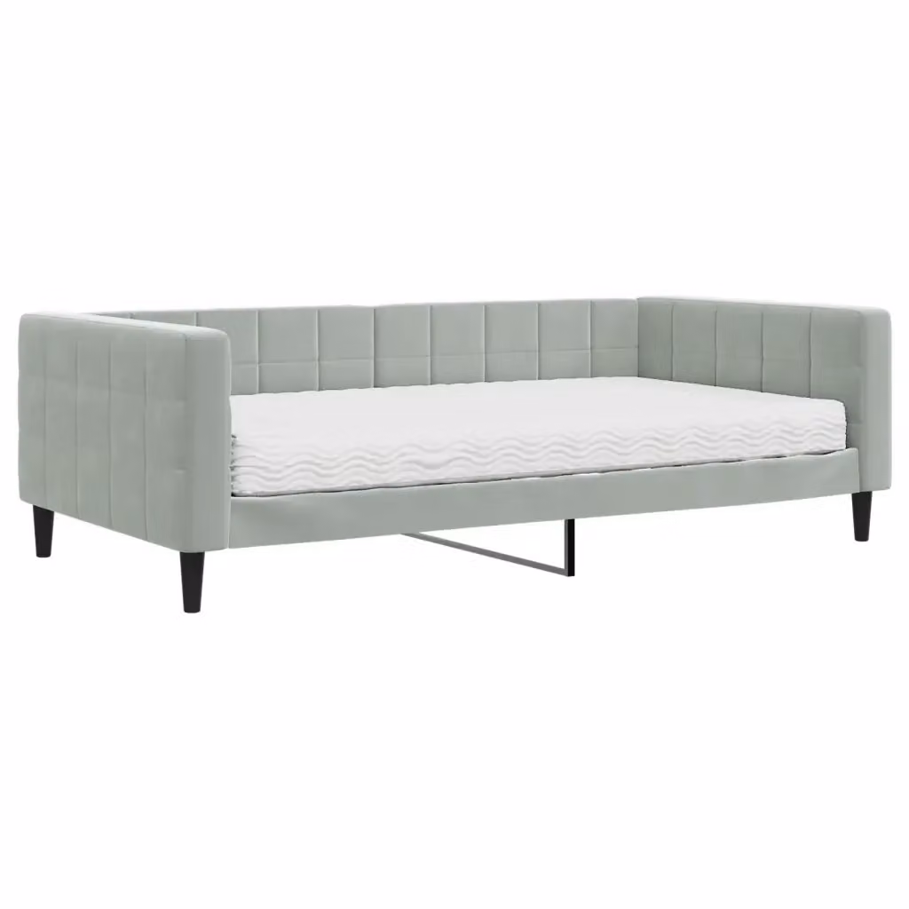 Divano Letto Moderno vidaXL in Velluto Grigio con Materasso in Schiuma L/P/H: 223 x 100 x 68 cm – 2