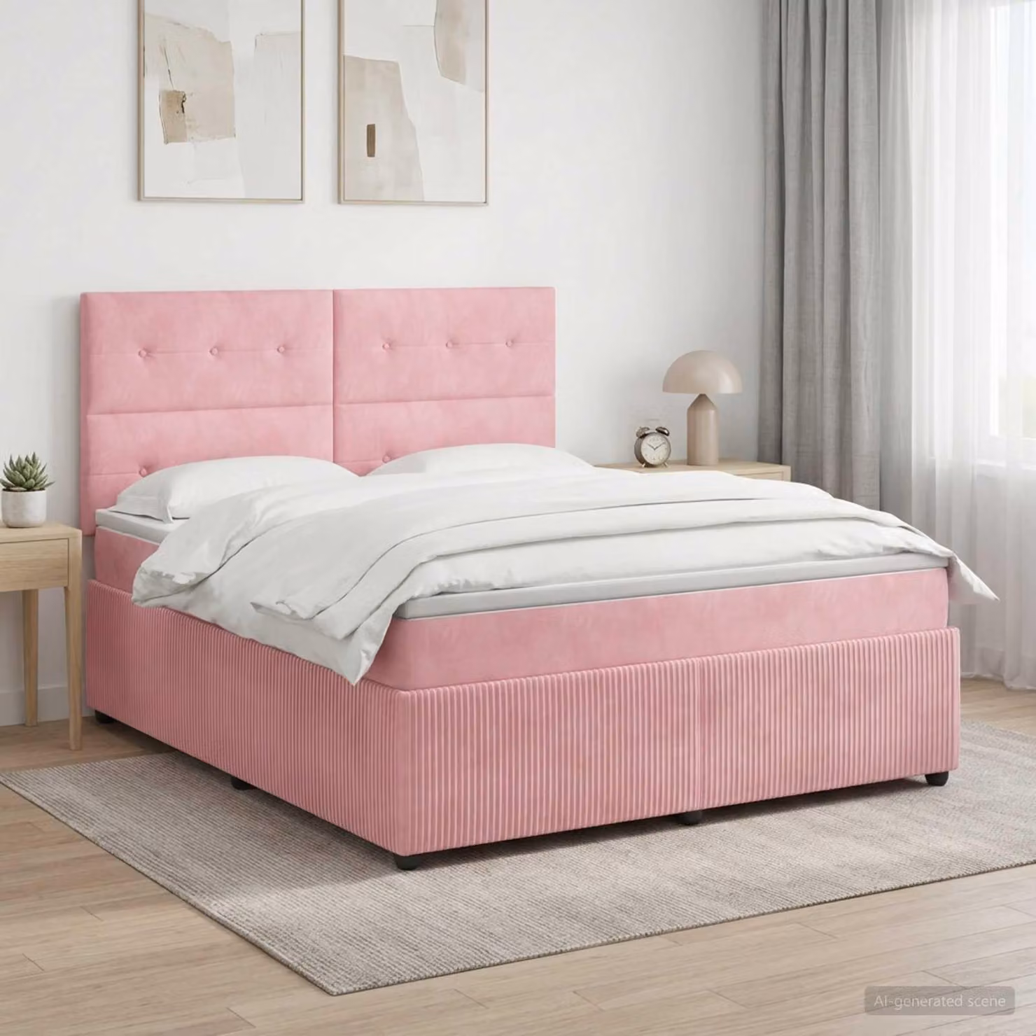 Maison Exclusive - Letto boxspring con materasso e testiera Rosa 160 x 200 cm in velluto
