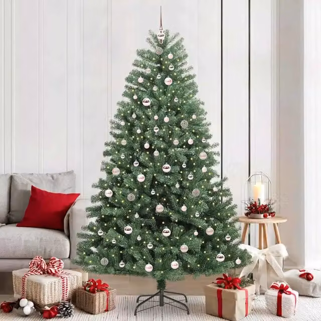 Albero di Natale artificiale verde con luci LED warm white vidaXL Altezza: 210 cm – 1