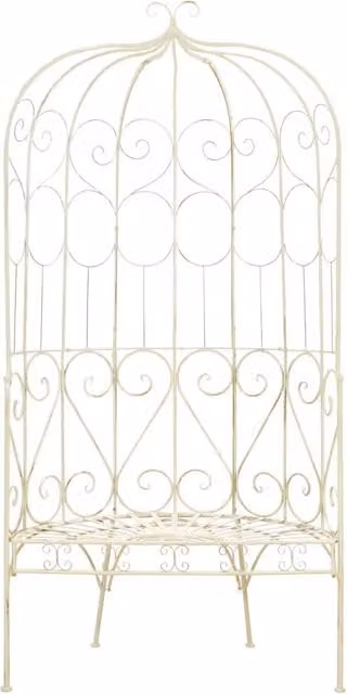 Panchina da Giardino | Panca da Giardino 95 cm in Ferro Bianco Anticato