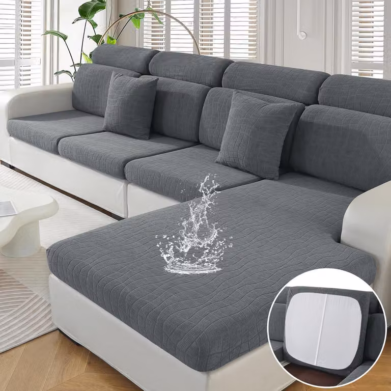 Copertura per cuscino da seduta, elasticizzata, impermeabile, color grigio chiaro, per chaise longue