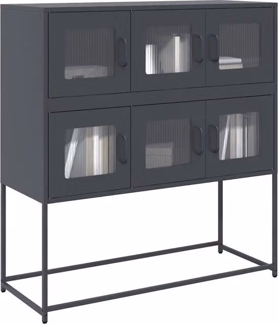 Credenza-Buffet-Armadio da cucina Antracite 100,5x39x107 cm in Acciaio Laminato a Freddo 532367