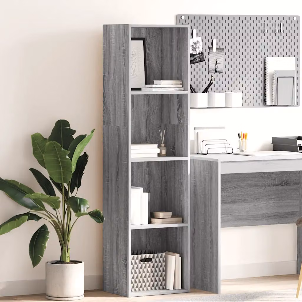 Libreria moderna vidaXL in legno MDF Grigio da appendere alla parete L 40 cm x P 30 cm x H 152 cm