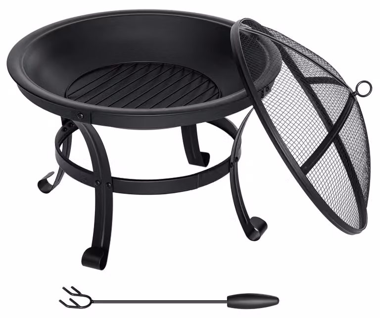 Focolare, design portatile, costruzione robusta, colore nero
