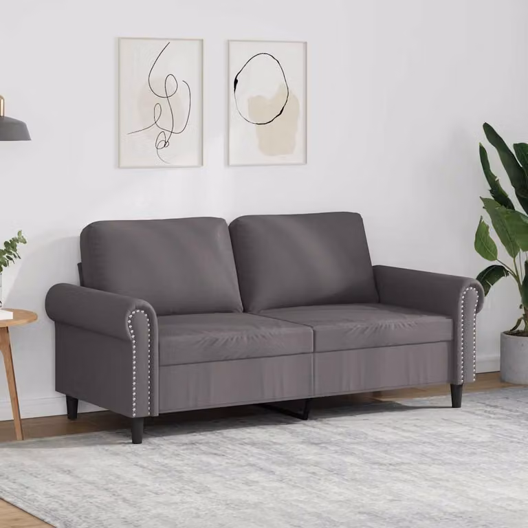 Divano a 2 posti moderno vidaXL in similpelle grigio con struttura in metallo