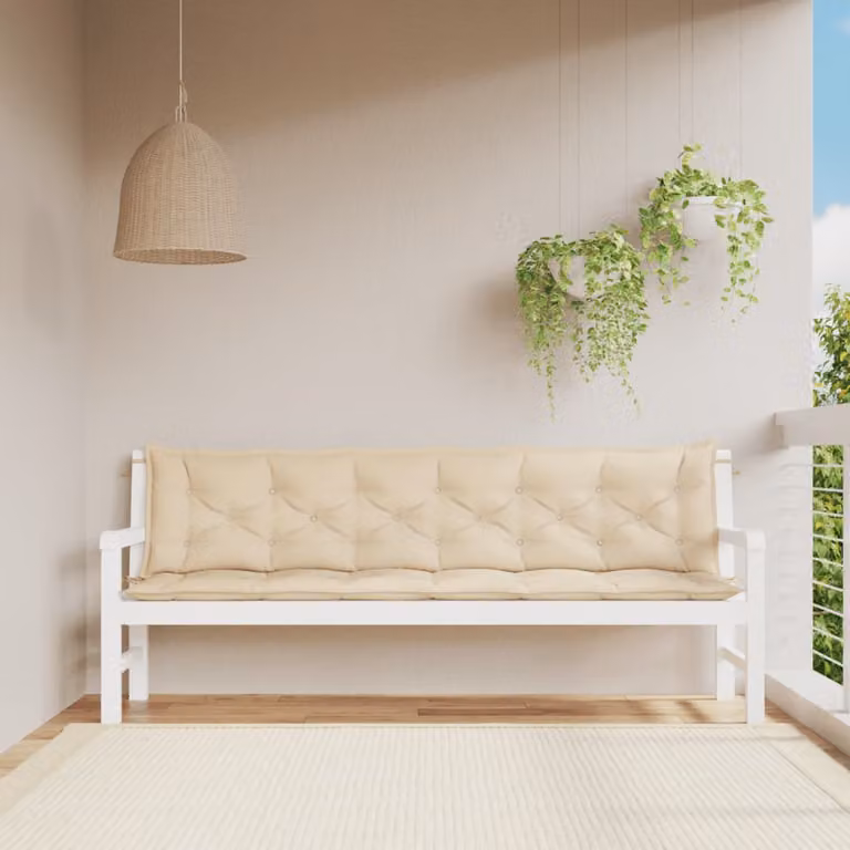 Set di 2 cuscini per panca da giardino vidaXL in tessuto Oxford beige L: 200 cm, P: 50 cm, H: 7 cm