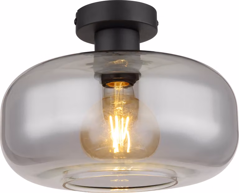 Lampada a soffitto Globo Lighting, struttura in metallo nero opaco, vetro fumé, diametro: 280 mm, altezza: 205 mm, esclusa lampadina: 1 x E27 40W 230V