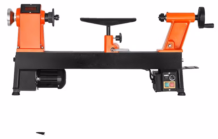 Tornio per legno, potenza di 1 cavallo vapore, velocità da 0 a 3800 giri al minuto, area di lavoro di 12 x 18 pollici, struttura in ghisa, peso di 30,5 kg