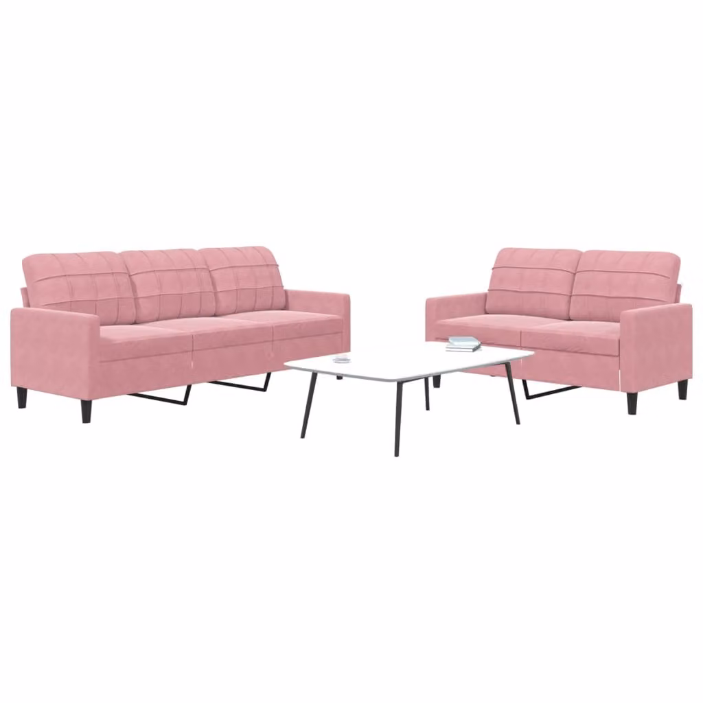Maison Exclusive - Set divano a 2 posti con cuscini in velluto rosa